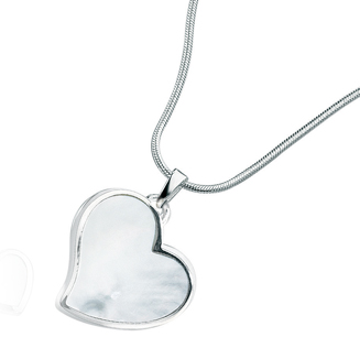 Sterling Silver Heart shaped Mother of Pearl Pendant & Chain