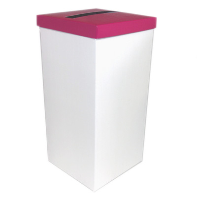 White Wedding Post Box with Hot Pink Lid - Card Receiving Box