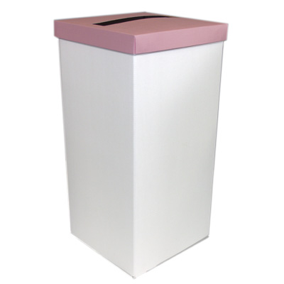 White Wedding Post Box with Pink Lid - Card Receiving Box