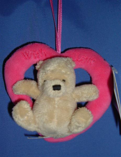 Winnie the Pooh - Sitting in a Heart on a Ribbon - Gund