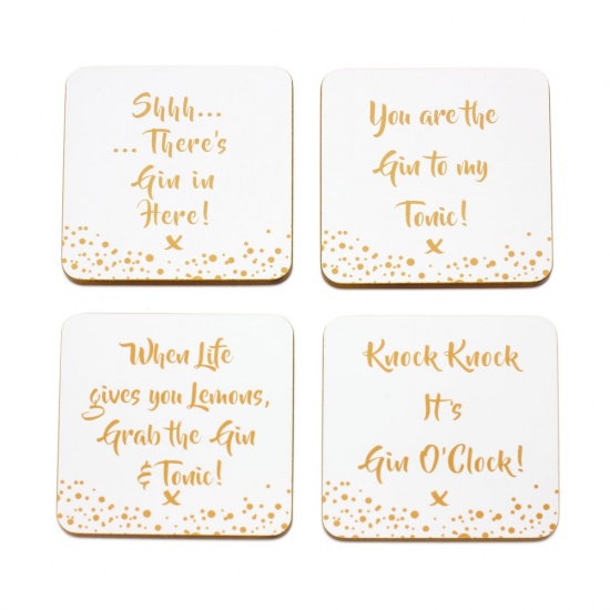 Gin slogan coasters. - Gift Set of 4 Coasters