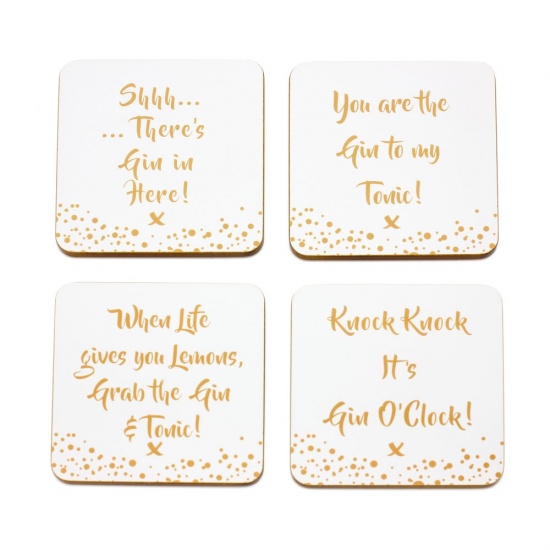 Gin slogan coasters. - Gift Set of 4 Coasters