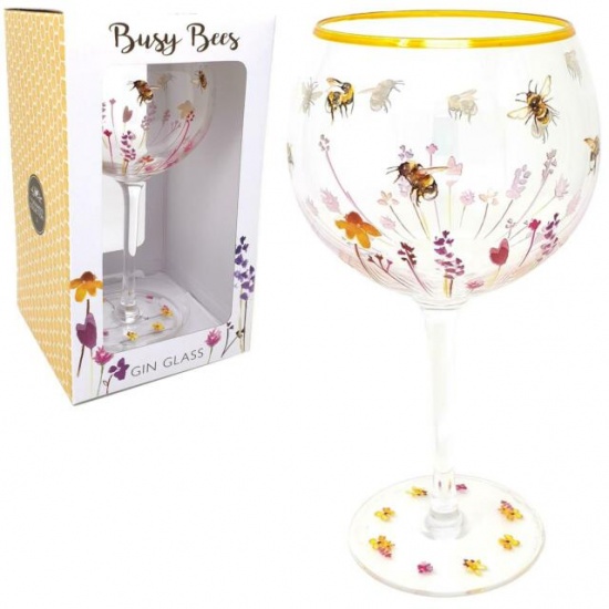 Busy Bees Balloon Glass Gin and Tonic Floral Bumble Bee Balloon Glass