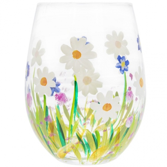 Dainty Daisies Floral Daisy Large Stemless Gin & Tonic Cocktail Tumbler Glass