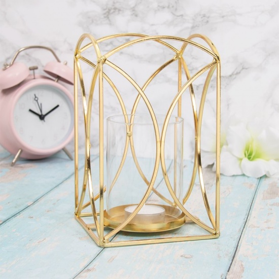 Gold Contemporary Hurricane Candle Holder