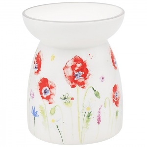 Country Life Ceramic Poppy Field Oil Burner Wax Melt Warmer Tealight Candle Holder