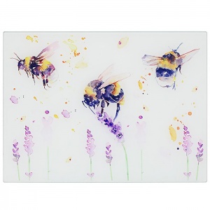 Country Life Bees - Glass Cutting Chopping Board Worktop Saver