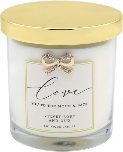 Love You to the Moon & Back Velvet Rose & Oud Boutique Jar Candle with Bow Embellishment