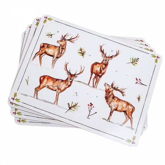 Winter Stags Christmas Festive Placemats - Set of 4 Dining Table Place Mats