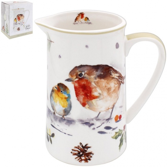 Winter Robins Fine China Milk Jug - Christmas Festive Robin