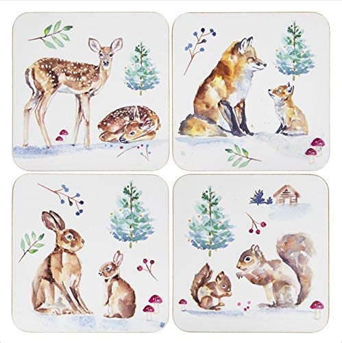 Winter Forest Wildlfe Festive Coasters - Set of 4