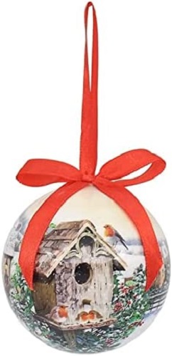 Christmas Robins Set of 6 Festive Tree Bauble Decorations Boxed Robin Baubles