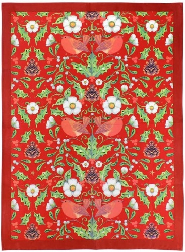 Christmas Berry Thief Cotton Tea Towel