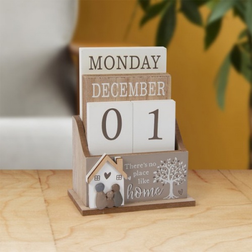 No Place Home Perpetual Wooden Block Calendar Shabby Chic Date Home Desk Office