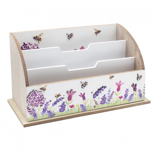Lavender & Bees Wooden Letter Rack Tidy Home Desk Office
