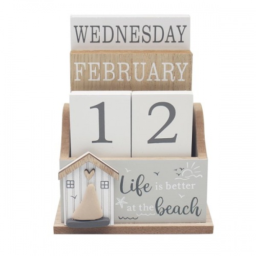 Life is Better At The Beach Perpetual Wooden Calendar Date Home Desk Office