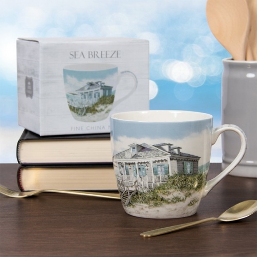 Sea Breeze Nautical Beach Scene Breakfast Mug - Boxed