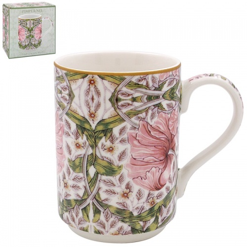 William Morris Pimpernel Pink Beautiful Floral Fine China Mug Gift Boxed
