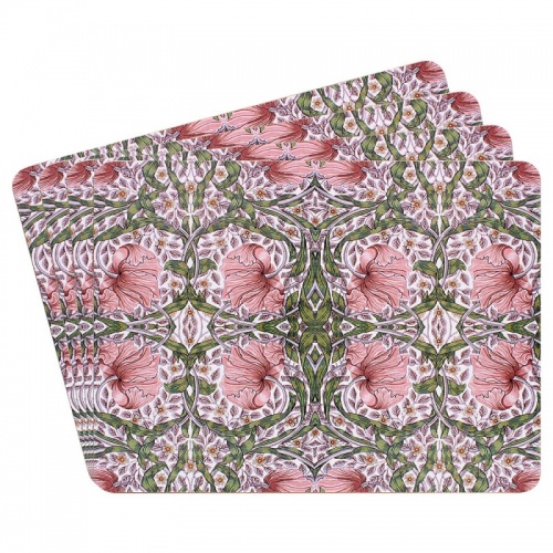 William Morris Pink Pimpernel Floral Set Of 4 Placemats