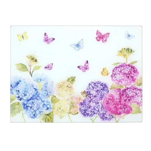 Butterfly Blossom Glass Cutting Chopping Board Worktop Saver