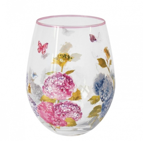 Butterfly Blossom Floral Large Stemless Gin & Tonic Cocktail Tumbler Glass Gift Boxed