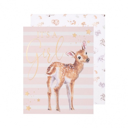 Wrendale Designs It's a Girl Loved Deerly Deer New Baby Card