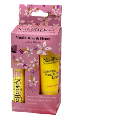 Naked Bee Pocket Pack Hand Cream & Lip Balm - Vanilla Rose and Honey