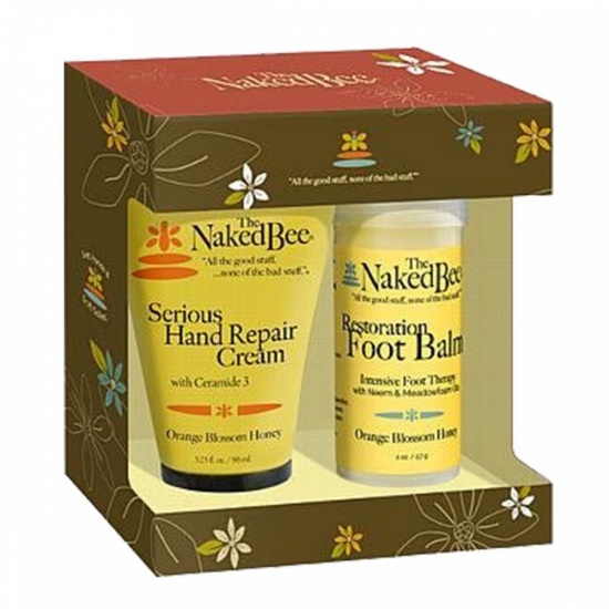 The Naked Bee Serious Restoration For Hands & Feet Gift Set, Orange Blossom Honey