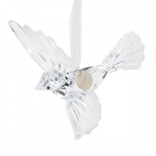 Live Simply - Acrylic Dove With Sparkle Wings Large  Hanging Ornament