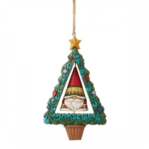 Jim Shore Gnome in Christmas Tree Rotating Hanging Ornament Heartwood Creek