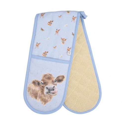 Wrendale Designs Farmyard Friends Cow Calf Cotton Double Oven Gloves