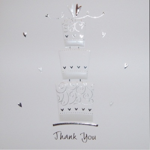 Wedding cake Luxury White Wedding Thank You Cards - Pack of 5