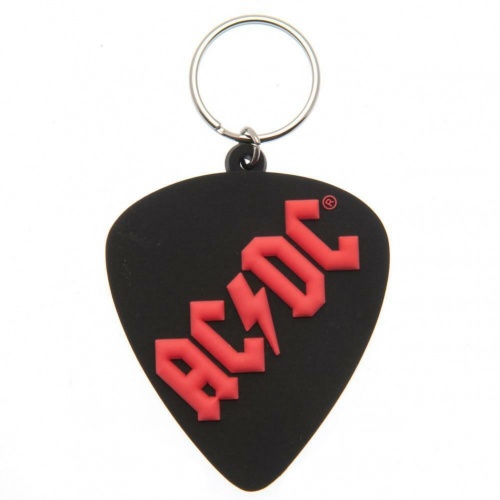 AC/DC Rubber PVC Keyring Guitar Pick Shape Keychain
