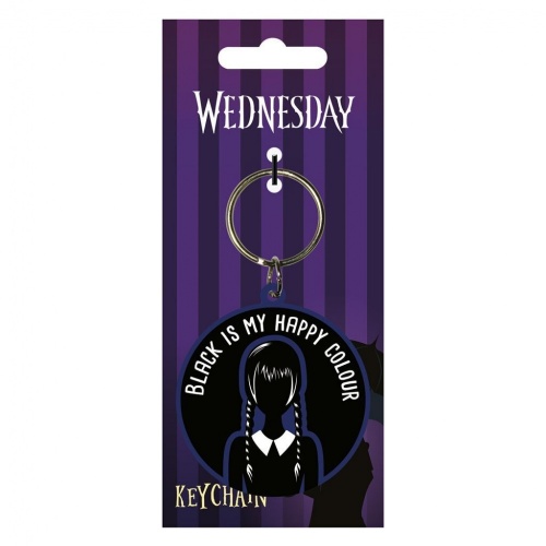 Wednesday Addams Black is my Happy Colour PVC Keyring Rubber Keyring