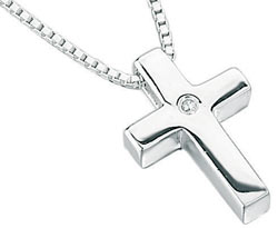 Silver D for Diamond Boy's Cross Pendant Necklace