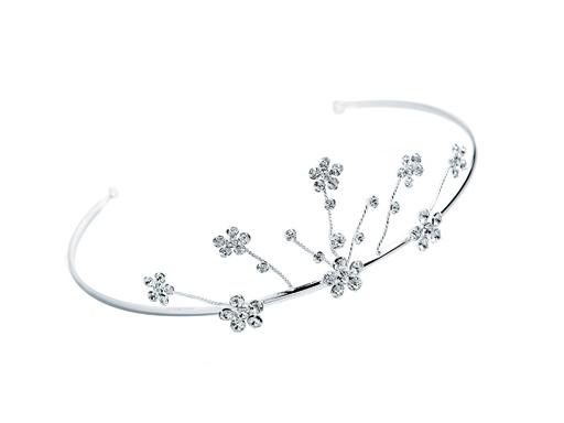 Silver Flower Crystal Tiara