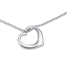 Silver Slip-on heart pendant necklace with 16'' chain