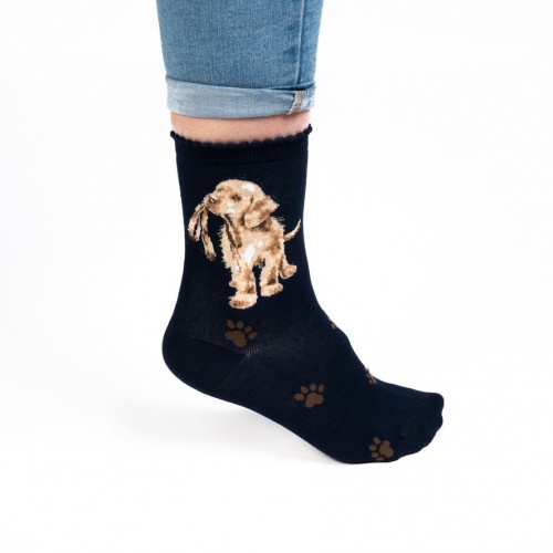 Wrendale Navy Blue Hopeful Labrador Dog Bamboo Women’s Socks