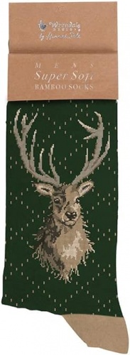 Wrendale Designs Stags Mens Socks Portrait of a Stag with Gift Bag