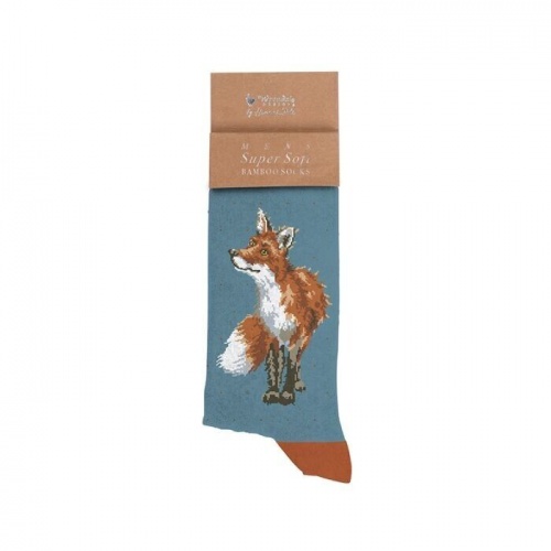 Wrendale Designs Fox Mens Socks Bright Eyed and Bushy Tailed with Gift Bag