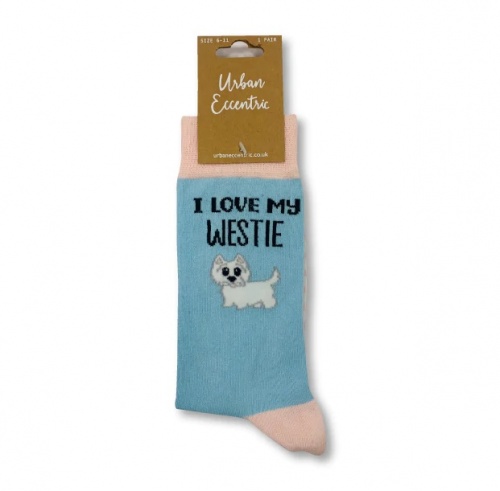 I Love My Westie Cotton Rich Socks Uni-Sex Novelty - Unisex Dog Socks
