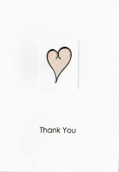 White Single Heart Luxury Wedding Thank You Cards