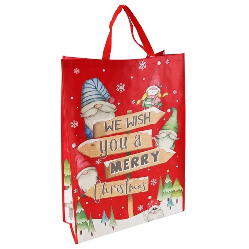 Wishing you a Merry Christmas Gonk Reusable Jumbo Gift Bag Woven Bag for Life Sack
