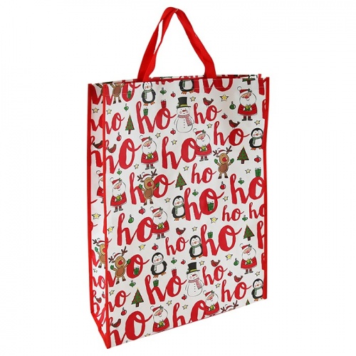 Ho Ho Ho Christmas Reusable Jumbo Gift Bag Woven Bag for Life Sack
