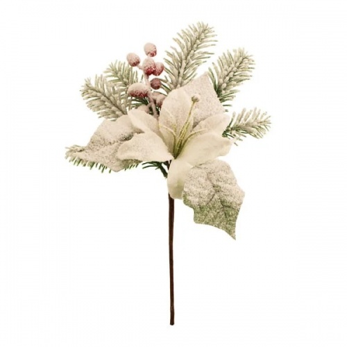 Lily Pine Spray with Snow 30cm Christmas Pick Foliage Floristry