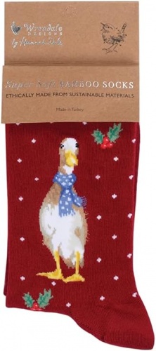 Wrendale Designs Christmas Duck Bamboo Socks Christmas Scarves with Gift Bag