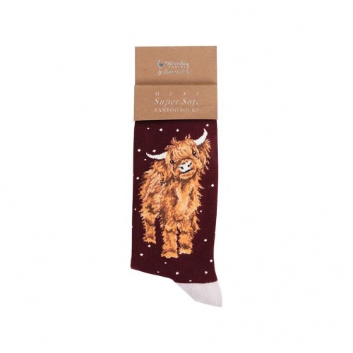 Wrendale A Highland Cow Mens Socks with Gift Bag